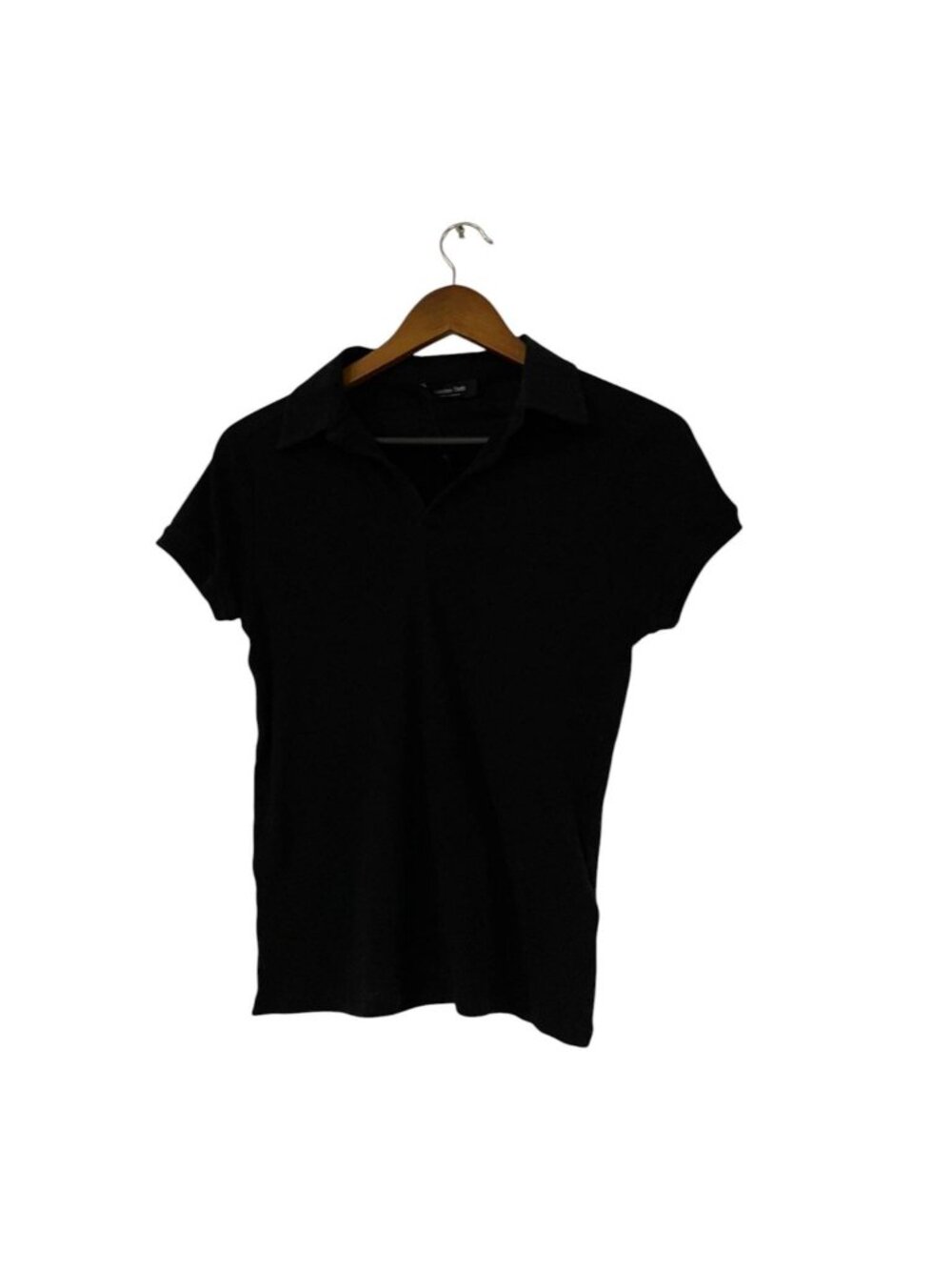 Massimo Dutti Womens Polo Shirt Black Short Sleeve Medium 6805/109 NWT